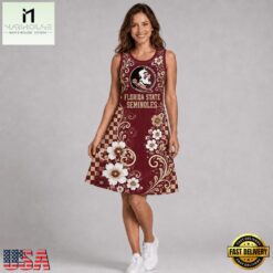 Florida State Seminoles NCAA Sporty Floral Elegance Women’s Sleeveless Dress, NCAA Women Team Dress Florida State Seminoles Ncaa Sporty Floral Elegance Women S Sleeveless Dress