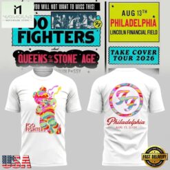 Foo Fighters Take Cover Tour 2026 Philadelphia 3D Shirt , Popular 3D Music Tee Foo Fighters Take Cover Tour 2026 Philadelphia 3D Shirt