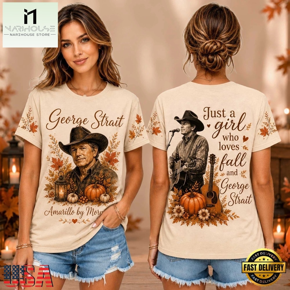 George Strait Autumn Pumpkin Portrait Unisex 3D Shirt , Music Fans 3D T Shirt George Strait Autumn Pumpkin Portrait Unisex 3D Shirt , Music Fans 3D T Shirt