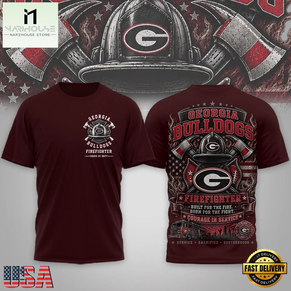 Georgia Bulldogs 2026 NCAA Firefighter Built for the Fire 3D Shirt , NCAA College 3D Shirt Georgia Bulldogs 2026 NCAA Firefighter Built for the Fire 3D Shirt , NCAA College 3D Shirt