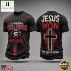Georgia Bulldogs NCAA Jesus Won New Design 3D Shirt , NCAA College 3D Shirt Georgia Bulldogs Ncaa Jesus Won New Design 3D Shirt