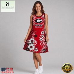 Georgia Bulldogs NCAA Sporty Floral Elegance Women’s Sleeveless Dress, NCAA Women Team Dress Georgia Bulldogs Ncaa Sporty Floral Elegance Women S Sleeveless Dress