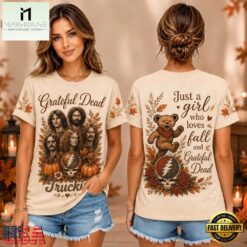 Grateful Dead Autumn Pumpkin Bear Vintage Tour Unisex 3D Shirt , Music Fans 3D T Shirt Grateful Dead Autumn Pumpkin Bear Vintage Tour Unisex 3D Shirt