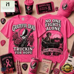 Grateful Dead No One Fights Alone Breast Cancer Awareness 3D Shirt, Popular 3D Music Tee Grateful Dead NO One Fights Alone Breast Cancer Awareness 3D Shirt