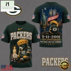 Green Bay Packers NFL 9 11 25th Anniversary Never Forget Memorial 3D T Shirt, NFL Sporty Shirt Green Bay Packers Nfl 9 11 25th Anniversary Never Forget Memorial 3D T Shirt