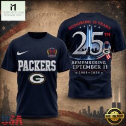 Green Bay Packers NFL Honoring 25 Years Remembering September 11 T Shirt, NFL Sporty Shirt Green Bay Packers Nfl Honoring 25 Years Remembering September 11 T Shirt
