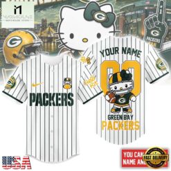Green Bay Packers NFL Kitty Game Day Custom Baseball Jersey Shirt , NFL Game Day Jersey Green Bay Packers Nfl Kitty Game Day Custom Baseball Jersey Shirt