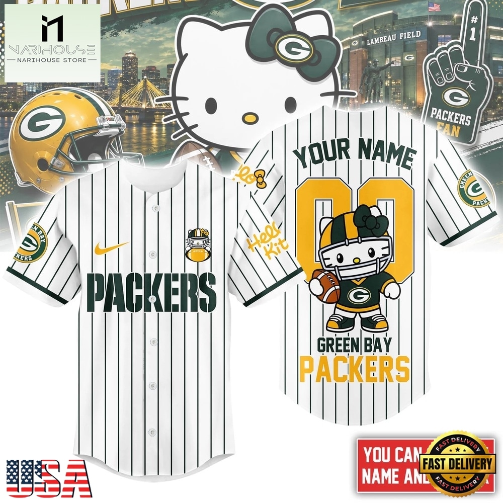 Green Bay Packers NFL Kitty Game Day Custom Baseball Jersey Shirt , NFL Game Day Jersey Green Bay Packers NFL Kitty Game Day Custom Baseball Jersey Shirt , NFL Game Day Jersey