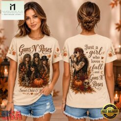 Guns N' Roses Autumn Pumpkin Skull Sweet Child O' Mine Unisex 3D Shirt , Music Fans 3D T Shirt Guns N Roses Autumn Pumpkin Skull Sweet Child O Mine Unisex 3D Shirt
