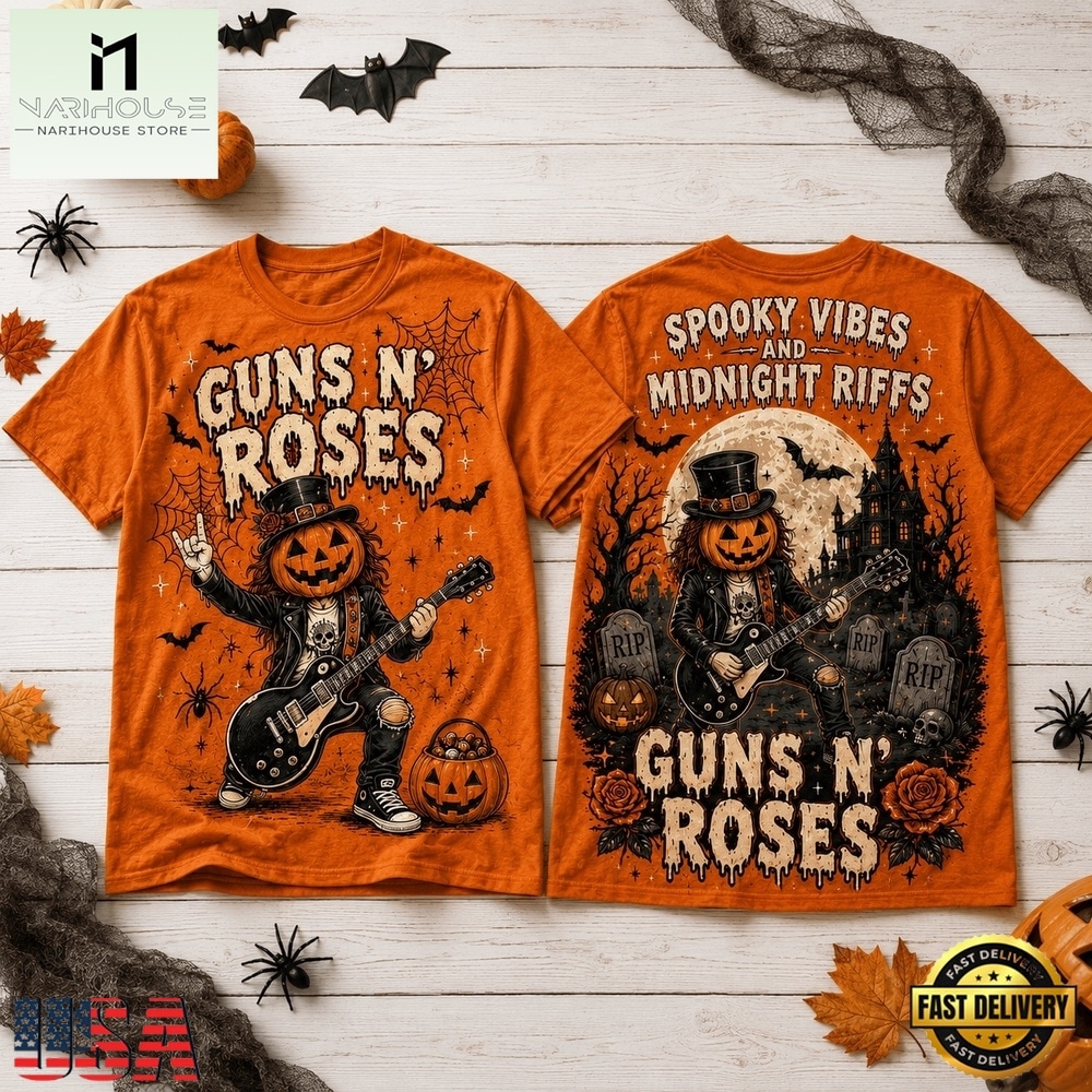 Guns N’ Roses Halloween Spooky Vibes and Midnight Riffs 3D Shirt , Popular 3D Music Tee Guns N’ Roses Halloween Spooky Vibes and Midnight Riffs 3D Shirt , Popular 3D Music Tee