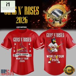 Guns N' Roses x St. Louis Cardinals World Tour 2026 Mascot New Baseball Jersey, Concert Baseball Jersey Guns N Roses X ST Louis Cardinals World Tour 2026 Mascot New Baseball Jersey
