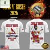 Guns N' Roses x St. Louis Cardinals World Tour 2026 Mascot White Deisgn 3D Shirt , Popular 3D Music Tee Guns N Roses X ST Louis Cardinals World Tour 2026 Mascot White Deisgn 3D Shirt