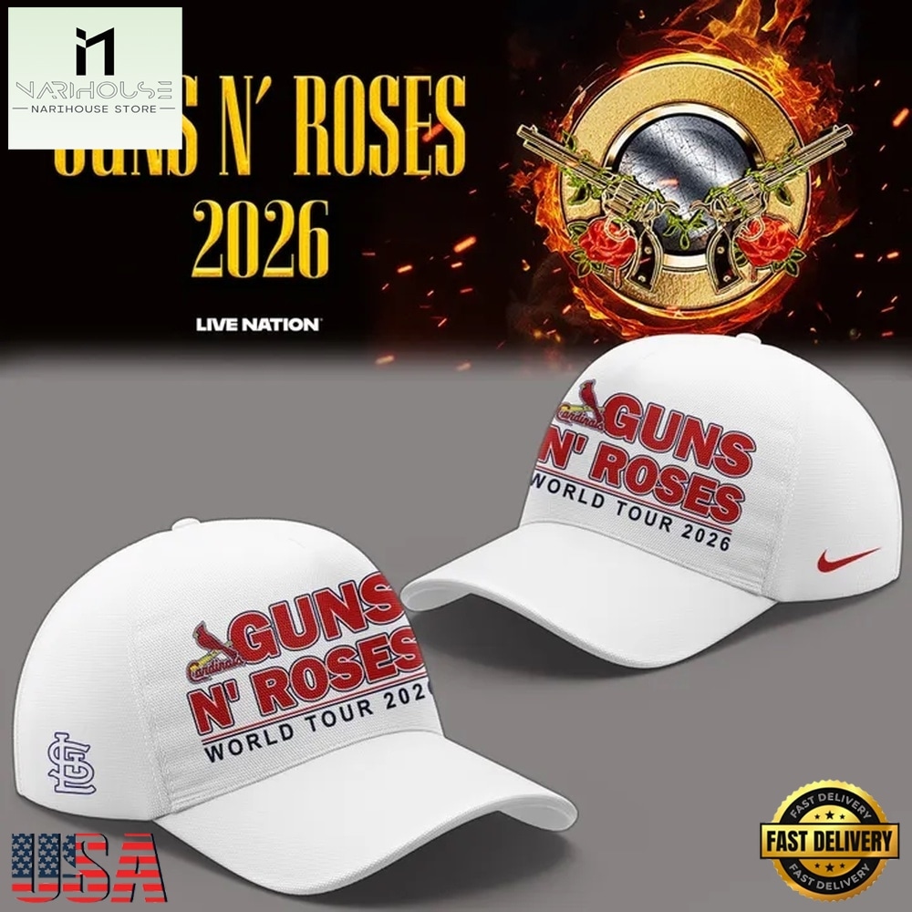 Guns N' Roses x St. Louis Cardinals World Tour 2026 White Cap Guns N' Roses x St. Louis Cardinals World Tour 2026 White Cap