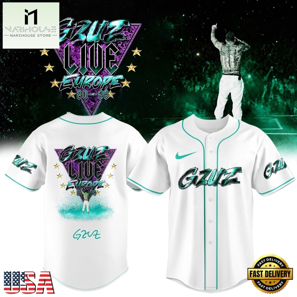GZUZ LIVE EUROPE TOUR 2026 Signature White Baseball Jersey, Concert Baseball Jersey GZUZ LIVE EUROPE TOUR 2026 Signature White Baseball Jersey, Concert Baseball Jersey