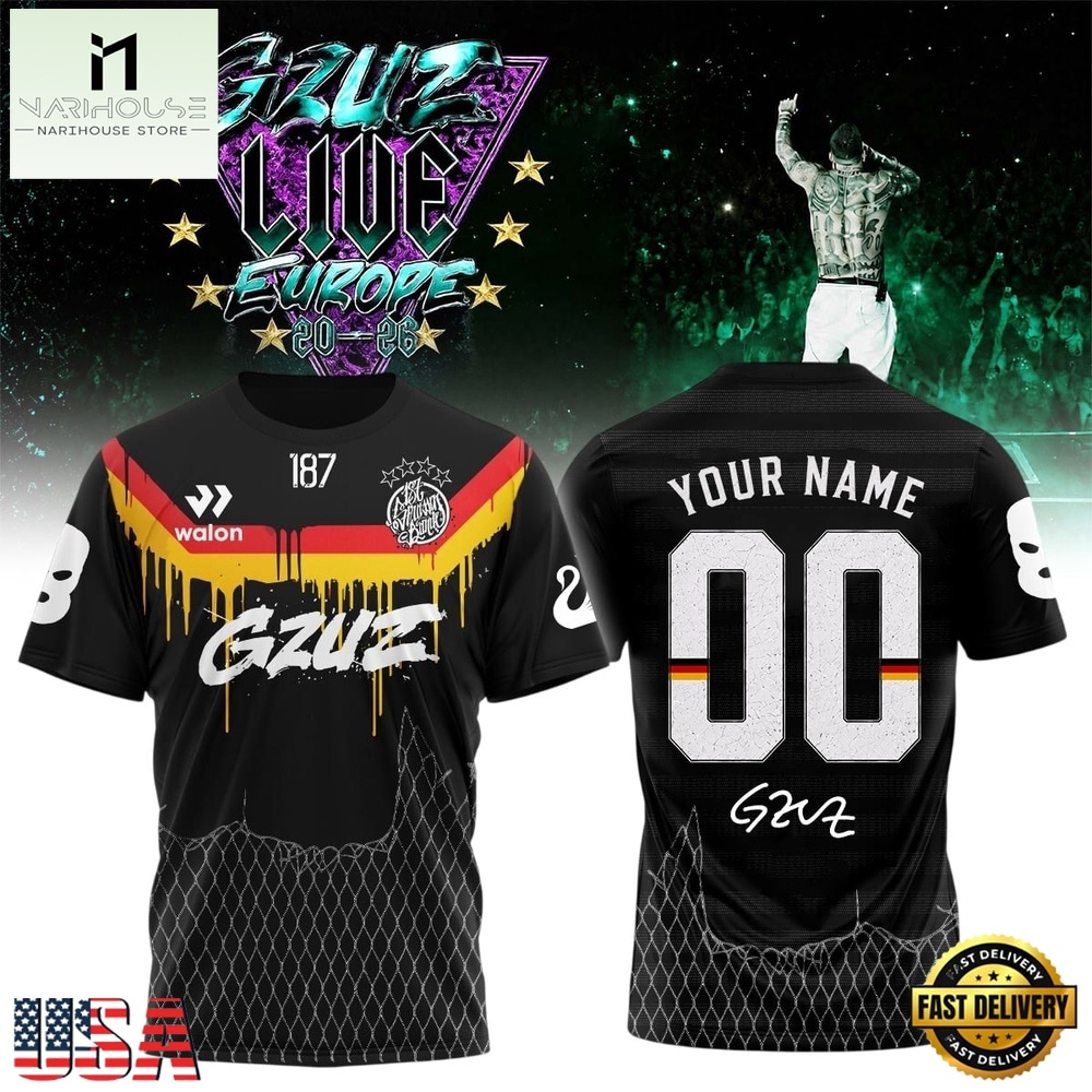GZUZ LIVE EUROPE TOUR 2026 Signed Personalized 3D Shirt, Popular 3D Music Tee GZUZ LIVE EUROPE TOUR 2026 Signed Personalized 3D Shirt, Popular 3D Music Tee