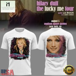 Hilary Duff 2004 Vintage Reprint White T Shirt , Music Fans 3D T Shirt Hilary Duff 2004 Vintage Reprint White T Shirt