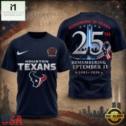 Houston Texans NFL Honoring 25 Years Remembering September 11 T Shirt, NFL Sporty Shirt Houston Texans Nfl Honoring 25 Years Remembering September 11 T Shirt