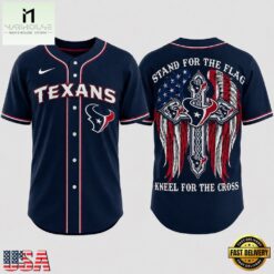 Houston Texans NFL Stand For The Flag Kneel For The Cross Baseball Jersey Shirt , NFL Game Day Jersey Houston Texans Nfl Stand For The Flag Kneel For The Cross Baseball Jersey Shirt