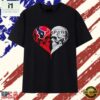 Houston Texans x San Antonio Spurs skulls face to face heart shape distressed T Shirt , Stylish 2D Graphic Shirt Houston Texans X San Antonio Spurs Skulls Face TO Face Heart Shape Distressed T Shirt