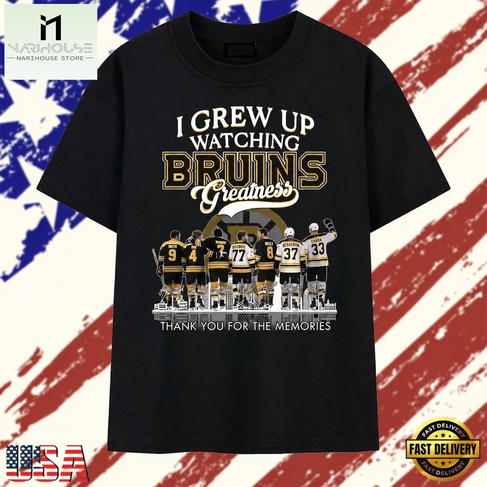 I Grew Up Watching Bruins Greatness Thank You For The Memories 2026 T Shirt , Stylish 2D Graphic Shirt I Grew Up Watching Bruins Greatness Thank You For The Memories 2026 T Shirt , Stylish 2D Graphic Shirt