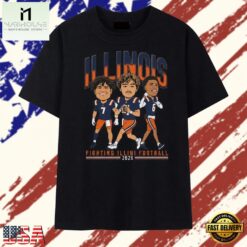 Illinois Fighting Illini Football 2026 Caricature Players T Shirt , Stylish 2D Graphic Shirt Illinois Fighting Illini Football 2026 Caricature Players T Shirt