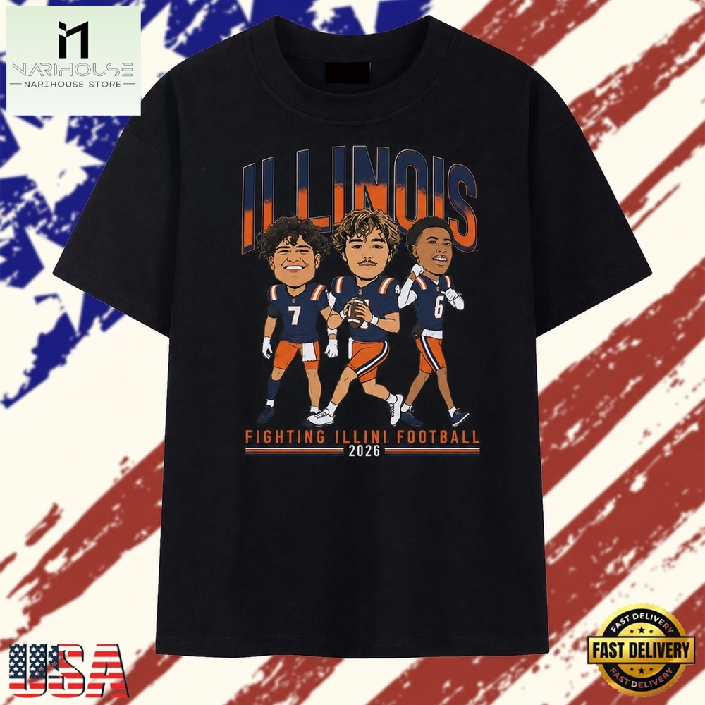 Illinois Fighting Illini Football 2026 Caricature Players T Shirt , Stylish 2D Graphic Shirt Illinois Fighting Illini Football 2026 Caricature Players T Shirt , Stylish 2D Graphic Shirt