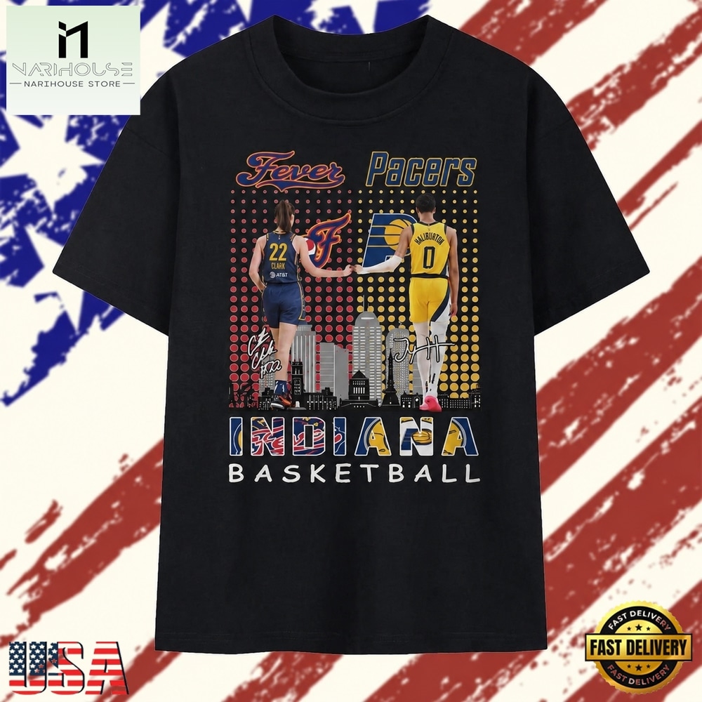 Indiana Basketball Fever Caitlin Clark and Pacers Tyrese Haliburton T Shirt, Stylish 2D Graphic Shirt Indiana Basketball Fever Caitlin Clark and Pacers Tyrese Haliburton T Shirt, Stylish 2D Graphic Shirt