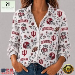 Indiana Hoosiers NCAA College Spirit Blossoms Women Casual Shirt, CAA Women Team Shirt Indiana Hoosiers Ncaa College Spirit Blossoms Women Casual Shirt