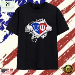 Indianapolis Colts and Indiana Hoosiers heart logo T Shirt , Stylish 2D Graphic Shirt Indianapolis Colts And Indiana Hoosiers Heart Logo T Shirt