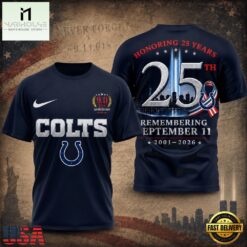 Indianapolis Colts NFL Honoring 25 Years Remembering September 11 T Shirt, NFL Sporty Shirt Indianapolis Colts Nfl Honoring 25 Years Remembering September 11 T Shirt