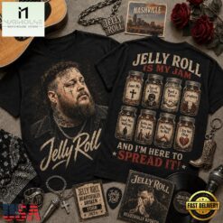 Jelly Roll Is My Jam Songs in Jars Front and Back T Shirt, Popular 3D Music Tee Jelly Roll IS MY Jam Songs IN Jars Front And Back T Shirt