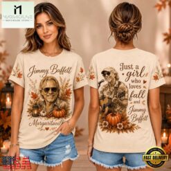 Jimmy Buffett Autumn Leaves Pumpkin Graphic Unisex 3D Shirt , Music Fans 3D T Shirt Jimmy Buffett Autumn Leaves Pumpkin Graphic Unisex 3D Shirt