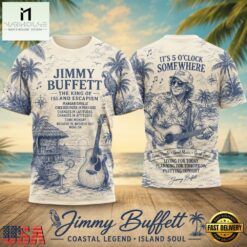 Jimmy Buffett Island Escape Palm Trees Guitar 2026 Vintage 3D Shirt , Popular 3D Music Tee Jimmy Buffett Island Escape Palm Trees Guitar 2026 Vintage 3D Shirt
