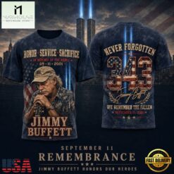 Jimmy Buffett Tribute Portrait Twin Towers 343 3D Shirt, Popular 3D Music Tee Jimmy Buffett Tribute Portrait Twin Towers 343 3D Shirt