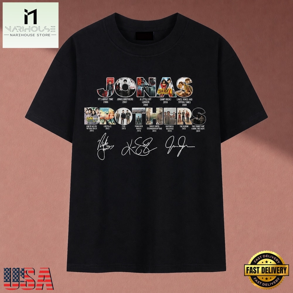 Jonas Brothers Album Title Collage Signatures Music Tour T Shirt, Music Fan 2D Shirt Jonas Brothers Album Title Collage Signatures Music Tour T Shirt, Music Fan 2D Shirt