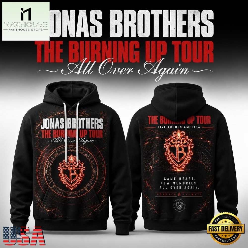 Jonas Brothers The Burning Up Tour 2026 All Over Print Hoodie , Popular 3D Music Tee Jonas Brothers The Burning Up Tour 2026 All Over Print Hoodie , Popular 3D Music Tee