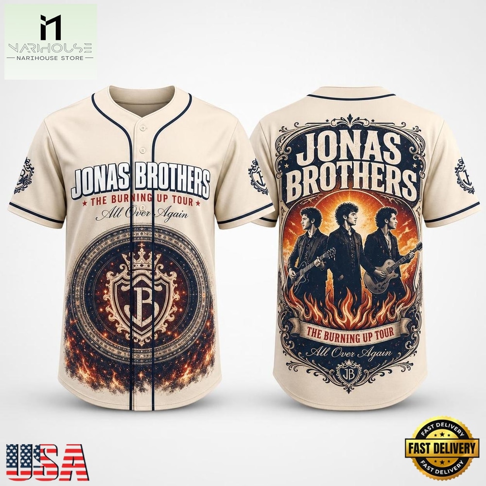 Jonas Brothers The Burning Up Tour 2026 Limited Edition Baseball Jersey , Concert Baseball Jersey Jonas Brothers The Burning Up Tour 2026 Limited Edition Baseball Jersey , Concert Baseball Jersey