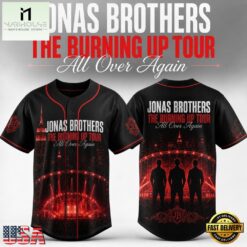 Jonas Brothers The Burning Up Tour 2026 New Design Baseball Jersey , Concert Baseball Jersey Jonas Brothers The Burning UP Tour 2026 New Design Baseball Jersey