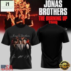 Jonas Brothers The Burning Up Tour 2026 Signature Black T Shirt, Popular 3D Music Tee Jonas Brothers The Burning UP Tour 2026 Signature Black T Shirt