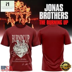 Jonas Brothers The Burning Up Tour 2026 Signature Red T Shirt, Popular 3D Music Tee Jonas Brothers The Burning UP Tour 2026 Signature Red T Shirt