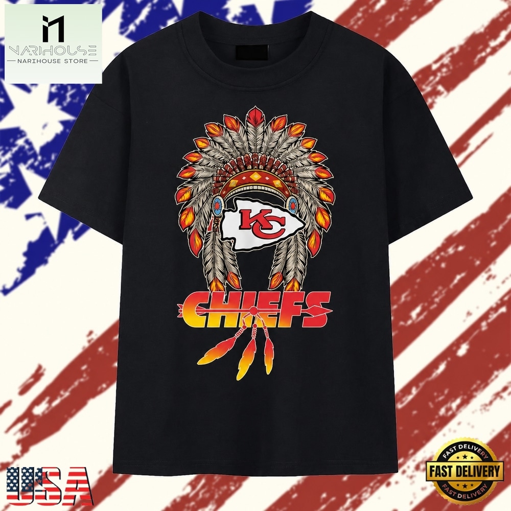Kansas City Chiefs Native Headdress Arrowhead Logo T Shirt, Stylish 2D Graphic Shirt Kansas City Chiefs Native Headdress Arrowhead Logo T Shirt, Stylish 2D Graphic Shirt