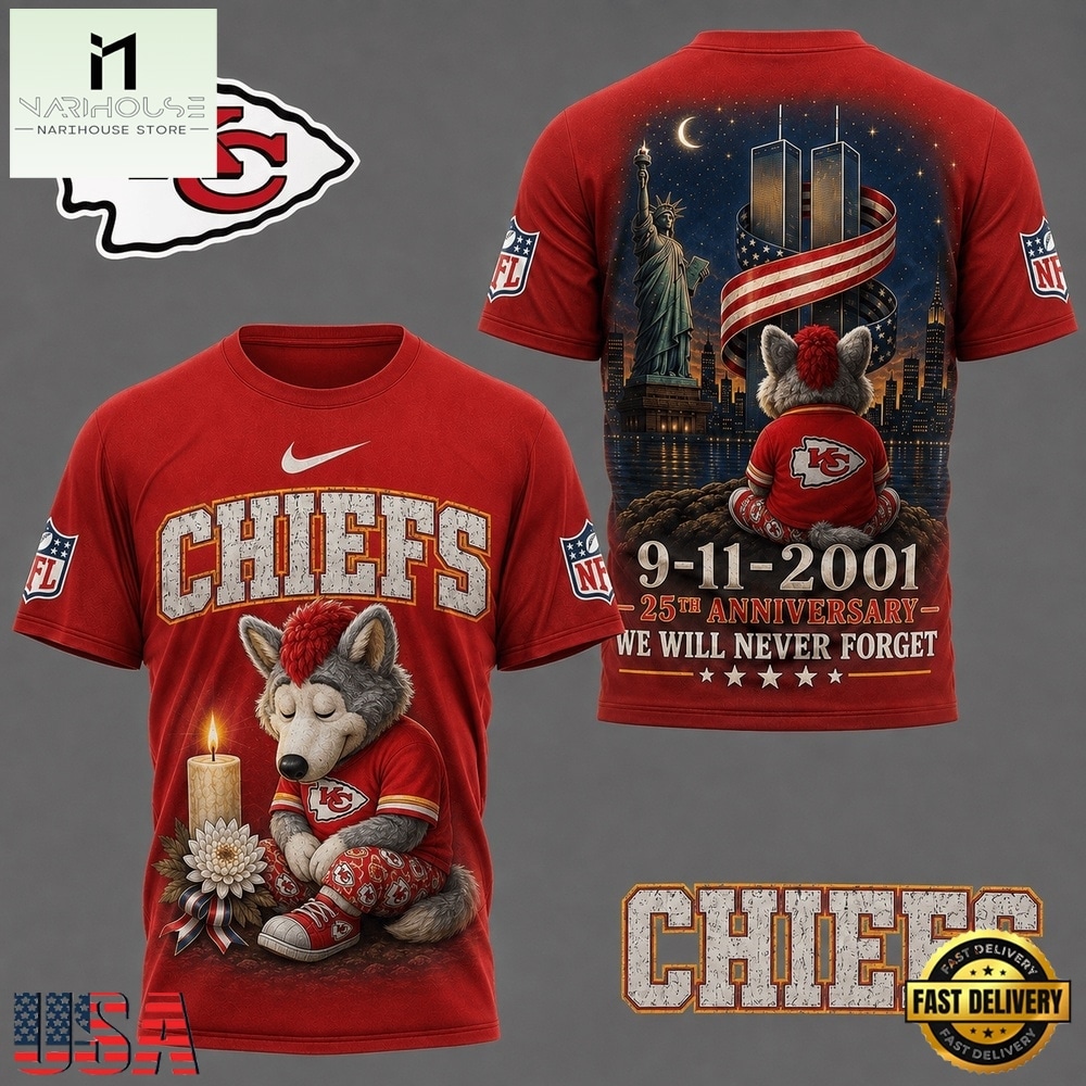 Kansas City Chiefs NFL 9 11 25th Anniversary Never Forget Memorial 3D T Shirt, NFL Sporty Shirt Kansas City Chiefs NFL 9 11 25th Anniversary Never Forget Memorial 3D T Shirt, NFL Sporty Shirt