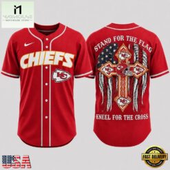 Kansas City Chiefs NFL Stand For The Flag Kneel For The Cross Baseball Jersey Shirt , NFL Game Day Jersey Kansas City Chiefs Nfl Stand For The Flag Kneel For The Cross Baseball Jersey Shirt