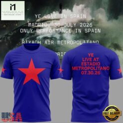 Kanye West 2026 Ye Live Concert Tour SPAIN MADRID Blue T Shirt , Popular 3D Music Tee Kanye West 2026 YE Live Concert Tour Spain Madrid Blue T Shirt