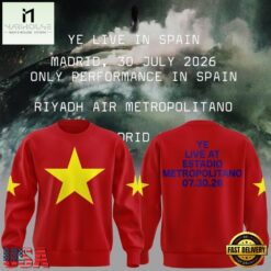 Kanye West 2026 Ye Live Concert Tour SPAIN MADRID Red Sweatshirt , Popular 3D Music Tee Kanye West 2026 YE Live Concert Tour Spain Madrid Red Sweatshirt