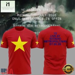 Kanye West 2026 Ye Live Concert Tour SPAIN MADRID Red T Shirt , Popular 3D Music Tee Kanye West 2026 YE Live Concert Tour Spain Madrid Red T Shirt