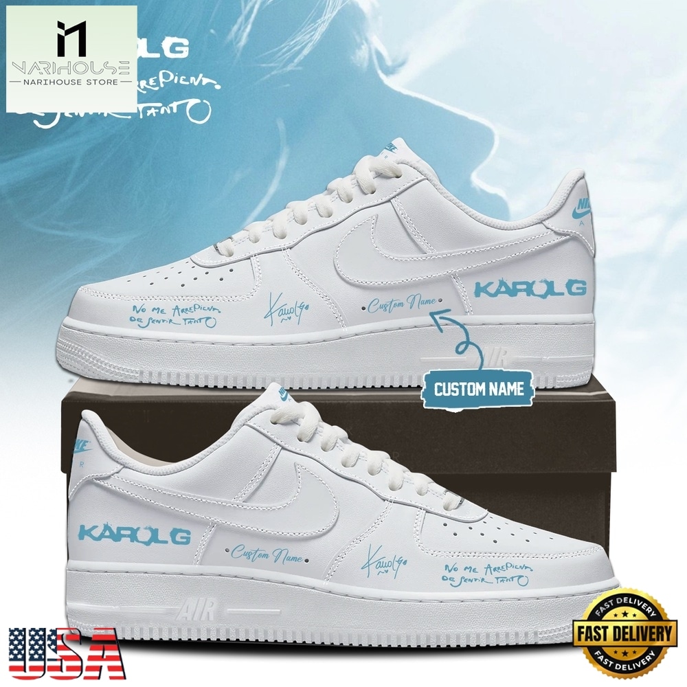 KaRol G Album NO ME ARREPIENTO DE SENTIR TANTO Custom White Air Force 1 Shoes KaRol G Album NO ME ARREPIENTO DE SENTIR TANTO Custom White Air Force 1 Shoes
