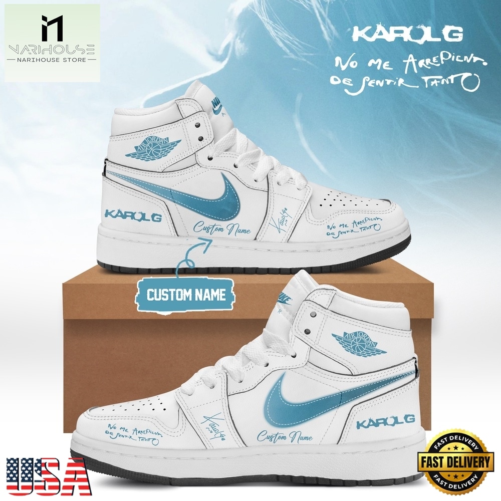 KaRol G Album NO ME ARREPIENTO DE SENTIR TANTO Custom White Air Jordan 1 Shoes KaRol G Album NO ME ARREPIENTO DE SENTIR TANTO Custom White Air Jordan 1 Shoes