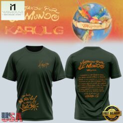 Karol G VIAJANDO POR EL MUNDO TROPITOUR Signed Design T Shirt , Music Fans 3D T Shirt Karol G Viajando Por EL Mundo Tropitour Signed Design T Shirt