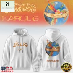 Karol G VIAJANDO POR EL MUNDO TROPITOUR White Hoodie , Music Fans 3D T Shirt Karol G Viajando Por EL Mundo Tropitour White Hoodie
